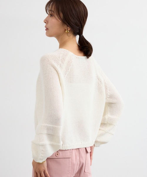 BARNYARDSTORM(バンヤードストーム)の「BARNYARDSTORM / 袖ラインパフニット / ハンドウォッシャブル(ニット/セーター・レディース・オフホワイト/グリーン/ブラウン・FREE)」の16枚目の写真