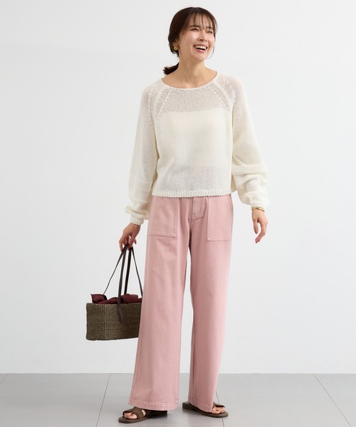 BARNYARDSTORM(バンヤードストーム)の「BARNYARDSTORM / 袖ラインパフニット / ハンドウォッシャブル(ニット/セーター・レディース・オフホワイト/グリーン/ブラウン・FREE)」の17枚目の写真