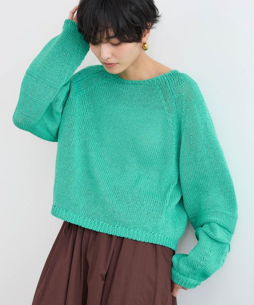 BARNYARDSTORM(バンヤードストーム)の「BARNYARDSTORM / 袖ラインパフニット / ハンドウォッシャブル(ニット/セーター・レディース・オフホワイト/グリーン/ブラウン・FREE)」の4枚目の写真