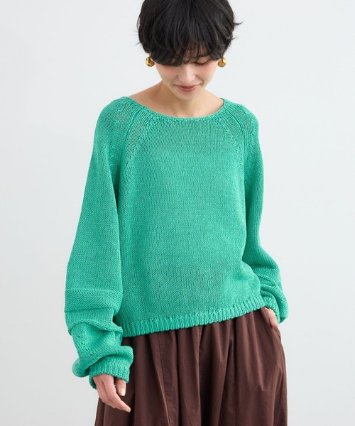 BARNYARDSTORM(バンヤードストーム)の「BARNYARDSTORM / 袖ラインパフニット / ハンドウォッシャブル(ニット/セーター・レディース・オフホワイト/グリーン/ブラウン・FREE)」の6枚目の写真