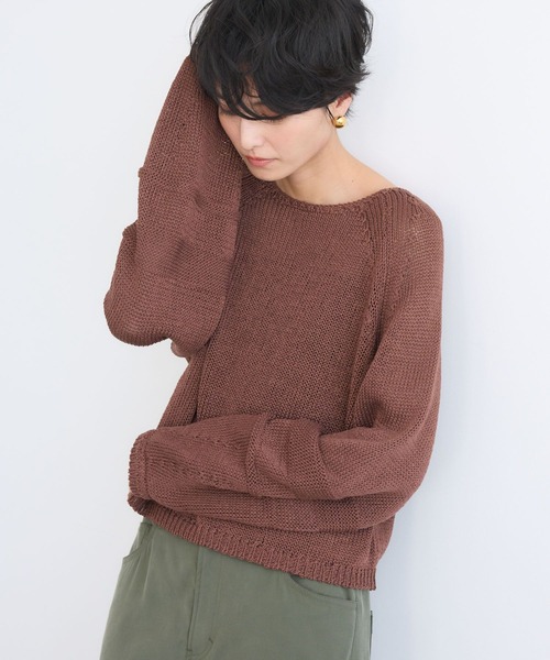 BARNYARDSTORM(バンヤードストーム)の「BARNYARDSTORM / 袖ラインパフニット / ハンドウォッシャブル(ニット/セーター・レディース・オフホワイト/グリーン/ブラウン・FREE)」の10枚目の写真