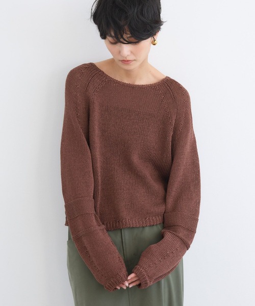 BARNYARDSTORM(バンヤードストーム)の「BARNYARDSTORM / 袖ラインパフニット / ハンドウォッシャブル(ニット/セーター・レディース・オフホワイト/グリーン/ブラウン・FREE)」の11枚目の写真