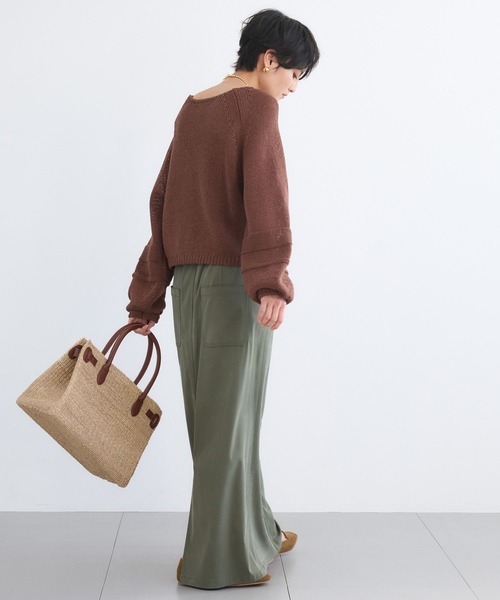 BARNYARDSTORM(バンヤードストーム)の「BARNYARDSTORM / 袖ラインパフニット / ハンドウォッシャブル(ニット/セーター・レディース・オフホワイト/グリーン/ブラウン・FREE)」の13枚目の写真