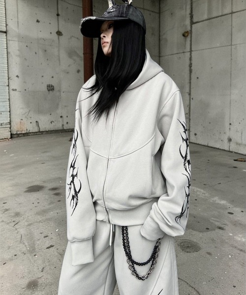 mushwear(マッシュウェア)の「トライバルグラフィックジップパーカー(パーカー・メンズ・ブラック/ホワイト・X-LARGE/LARGE/MEDIUM/SMALL)」の13枚目の写真