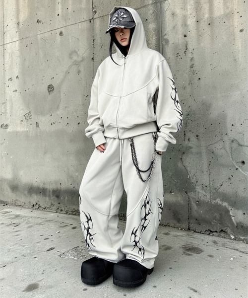 mushwear(マッシュウェア)の「トライバルグラフィックジップパーカー(パーカー・メンズ・ブラック/ホワイト・X-LARGE/LARGE/MEDIUM/SMALL)」の3枚目の写真