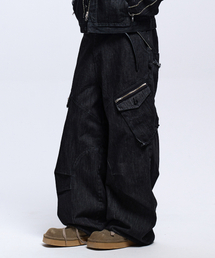 RSSC（アールエスエスシー）の「STRIPE MIXED CARGO DENIM PANTS - BLACK（デニムパンツ）」