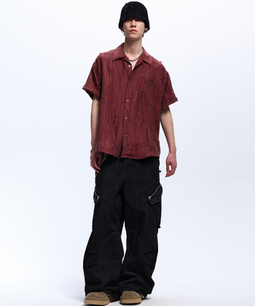 RSSC(アールエスエスシー)の「STRIPE MIXED CARGO DENIM PANTS - BLACK(デニムパンツ・レディース・その他・1/2)」の5枚目の写真