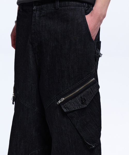 RSSC(アールエスエスシー)の「STRIPE MIXED CARGO DENIM PANTS - BLACK(デニムパンツ・レディース・その他・1/2)」の8枚目の写真