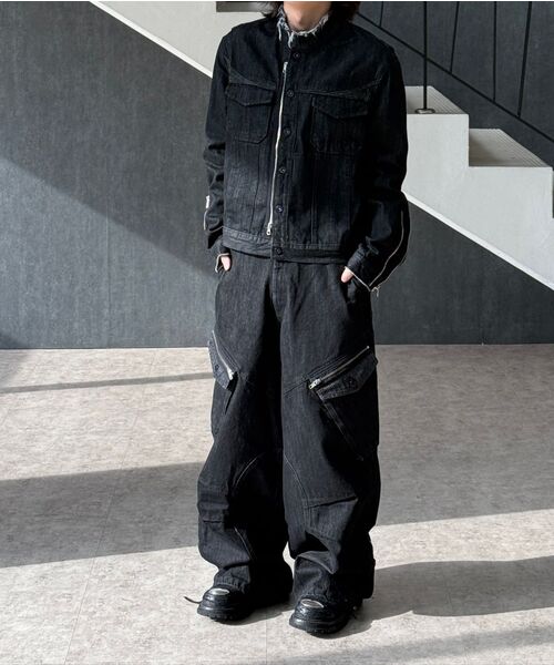 RSSC(アールエスエスシー)の「STRIPE MIXED CARGO DENIM PANTS - BLACK(デニムパンツ・レディース・その他・1/2)」の11枚目の写真