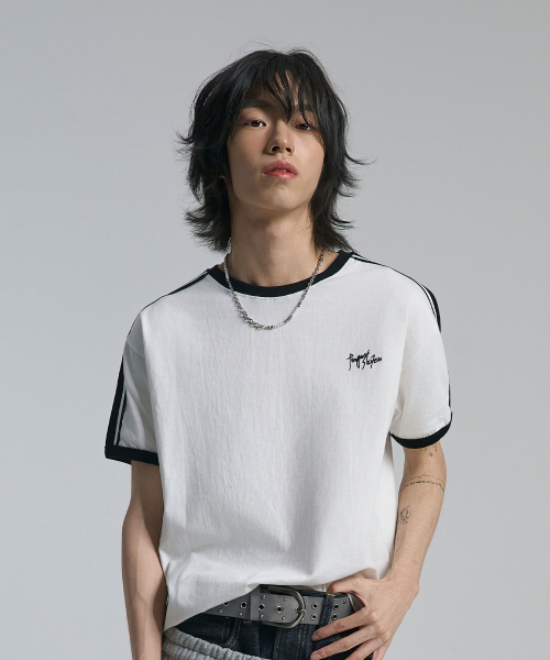 TEN PAST SEVEN(テン ファスト セブン)の「ショルダーテープリンガーTシャツ (2カラー)(Tシャツ/カットソー・メンズ・ホワイト/ブラック・SMALL/MEDIUM/LARGE)」の5枚目の写真