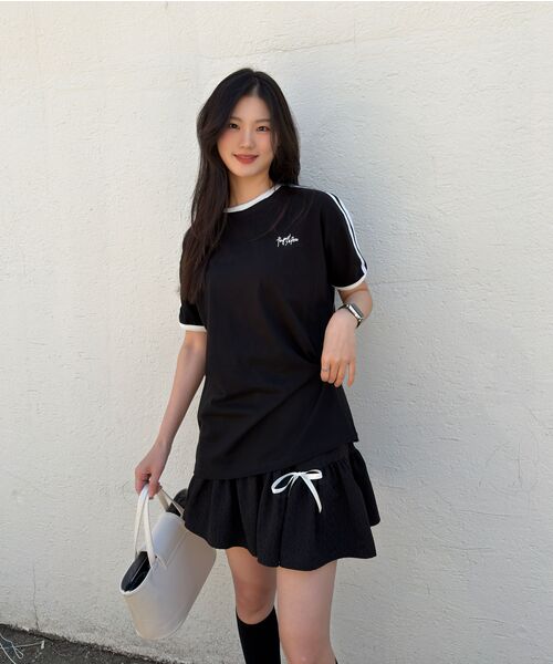 TEN PAST SEVEN(テン ファスト セブン)の「ショルダーテープリンガーTシャツ (2カラー)(Tシャツ/カットソー・メンズ・ホワイト/ブラック・SMALL/MEDIUM/LARGE)」の6枚目の写真