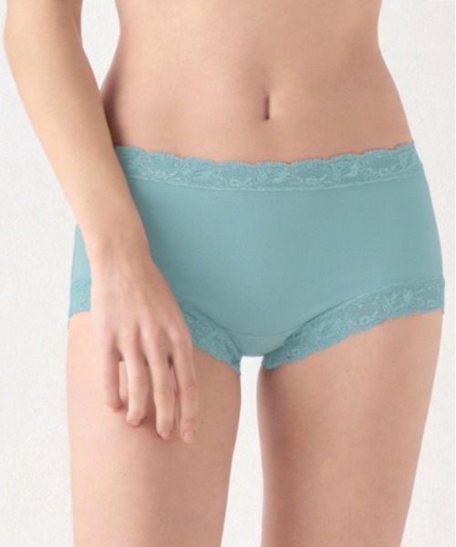 Triumph(トリンプ)の「スロギーフィット サニタリー ボーイズレングス sloggi Fit SAN. PT2(ショーツ・レディース・ブラック/グリーン・M/L)」の2枚目の写真