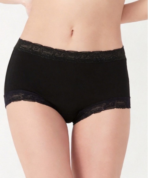 Triumph(トリンプ)の「スロギーフィット サニタリー ボーイズレングス sloggi Fit SAN. PT2(ショーツ・レディース・ブラック/グリーン・M/L)」の1枚目の写真