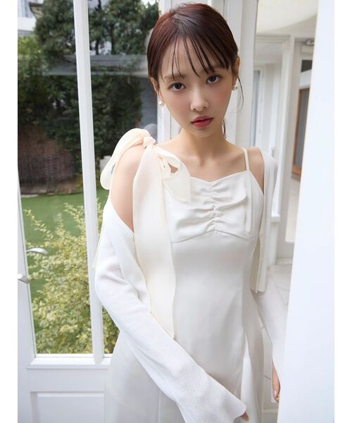 dazzlin（ダズリン）の「2WAYリボンキャミワンピース（ワンピース・レディース・アイボリー/チャコールグレー/ピンク/その他1・SMALL/MEDIUM）」の12枚目の写真