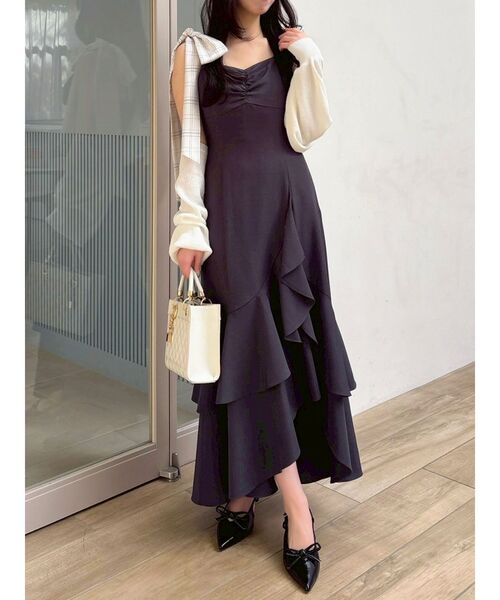 dazzlin（ダズリン）の「2WAYリボンキャミワンピース（ワンピース・レディース・アイボリー/チャコールグレー/ピンク/その他1・SMALL/MEDIUM）」の6枚目の写真