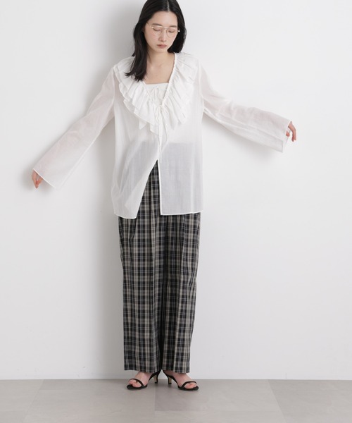 NANO universe(ナノユニバース)の「チェックイージーワイドパンツ(その他パンツ・レディース・ベージュ/ブラック・S/M)」の17枚目の写真