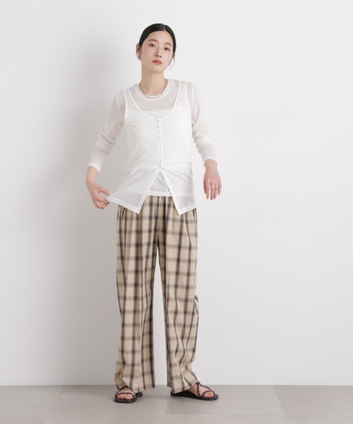 NANO universe(ナノユニバース)の「チェックイージーワイドパンツ(その他パンツ・レディース・ベージュ/ブラック・S/M)」の12枚目の写真