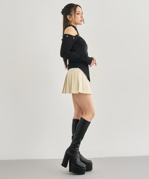 ANAP(アナップ)の「ハトメポイント カットアウト トップス(Tシャツ/カットソー・レディース・ホワイト/ブラック/ダークグレー・F)」の19枚目の写真