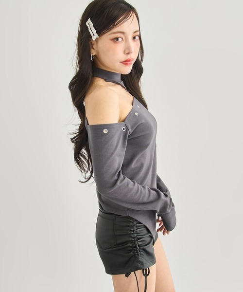 ANAP(アナップ)の「ハトメポイント カットアウト トップス(Tシャツ/カットソー・レディース・ホワイト/ブラック/ダークグレー・F)」の17枚目の写真