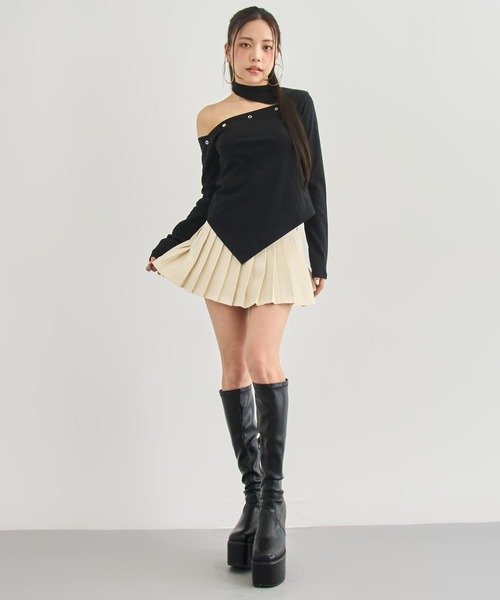 ANAP(アナップ)の「ハトメポイント カットアウト トップス(Tシャツ/カットソー・レディース・ホワイト/ブラック/ダークグレー・F)」の20枚目の写真