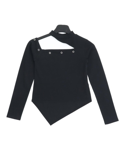 ANAP(アナップ)の「ハトメポイント カットアウト トップス(Tシャツ/カットソー・レディース・ホワイト/ブラック/ダークグレー・F)」の12枚目の写真
