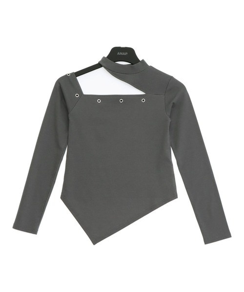 ANAP(アナップ)の「ハトメポイント カットアウト トップス(Tシャツ/カットソー・レディース・ホワイト/ブラック/ダークグレー・F)」の9枚目の写真