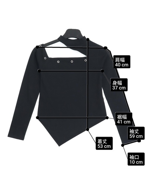 ANAP(アナップ)の「ハトメポイント カットアウト トップス(Tシャツ/カットソー・レディース・ホワイト/ブラック/ダークグレー・F)」の4枚目の写真