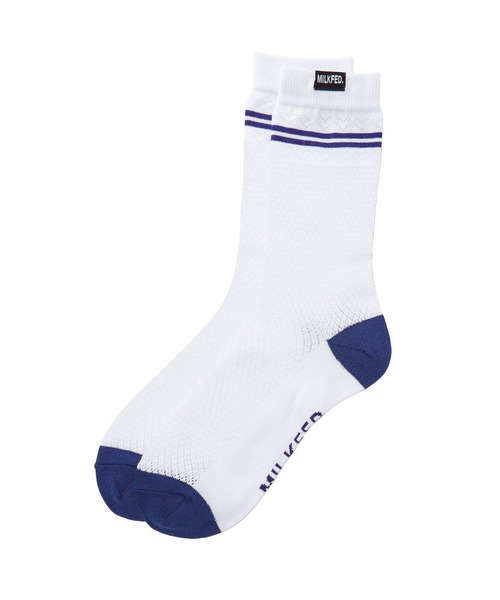 MILKFED.(ミルクフェド)の「MESH LINE SOCKS(ソックス/靴下・レディース・ピンク/ブラック/ホワイト・ONE SIZE)」の1枚目の写真