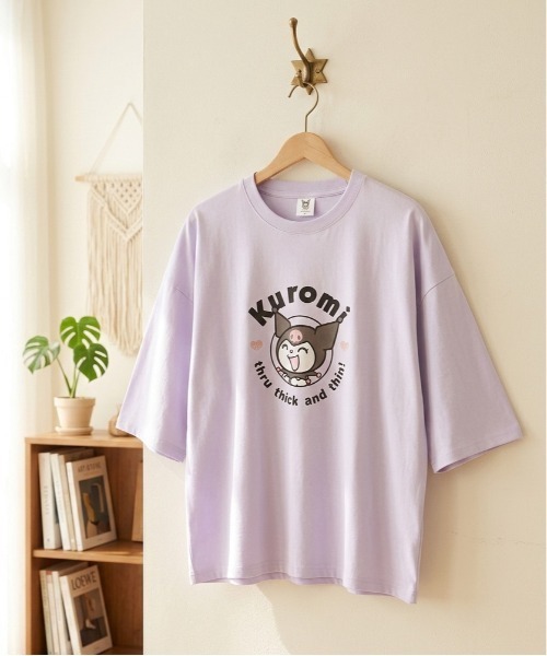 sanrio(サンリオ)の「【SANRIO/サンリオ】キャラクタープリント 7分袖WIDEシルエットTシャツ(Hello Kitty/My Melody/Cinnamoroll/Kuromi)(Tシャツ/カットソー・レディース・ライトピンク/ラベンダー/オートミール/ミント・MEDIUM/LARGE)」の3枚目の写真