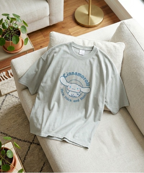 sanrio(サンリオ)の「【SANRIO/サンリオ】キャラクタープリント 7分袖WIDEシルエットTシャツ(Hello Kitty/My Melody/Cinnamoroll/Kuromi)(Tシャツ/カットソー・レディース・ライトピンク/ラベンダー/オートミール/ミント・MEDIUM/LARGE)」の2枚目の写真