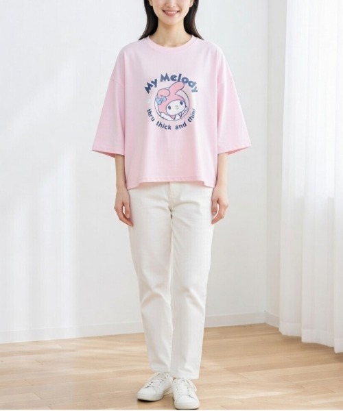 sanrio(サンリオ)の「【SANRIO/サンリオ】キャラクタープリント 7分袖WIDEシルエットTシャツ(Hello Kitty/My Melody/Cinnamoroll/Kuromi)(Tシャツ/カットソー・レディース・ライトピンク/ラベンダー/オートミール/ミント・MEDIUM/LARGE)」の22枚目の写真