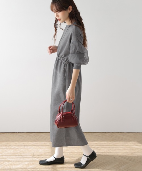 AMELY(エミリー)の「チュールスリーブワンピース(ワンピース・レディース・グレー/ブラック/ベージュ・フリー)」の11枚目の写真