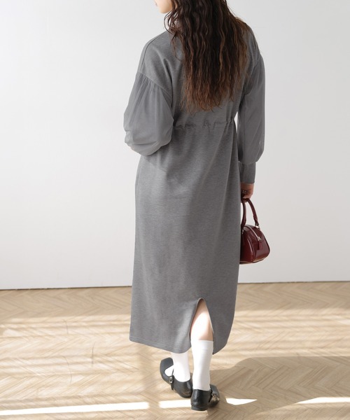 AMELY(エミリー)の「チュールスリーブワンピース(ワンピース・レディース・グレー/ブラック/ベージュ・フリー)」の12枚目の写真