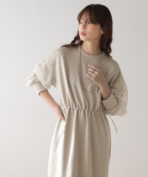 AMELY(エミリー)の「チュールスリーブワンピース(ワンピース・レディース・グレー/ブラック/ベージュ・フリー)」の16枚目の写真