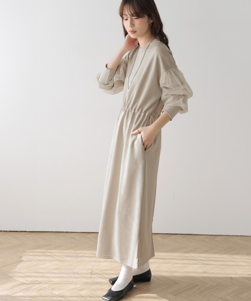 AMELY(エミリー)の「チュールスリーブワンピース(ワンピース・レディース・グレー/ブラック/ベージュ・フリー)」の17枚目の写真
