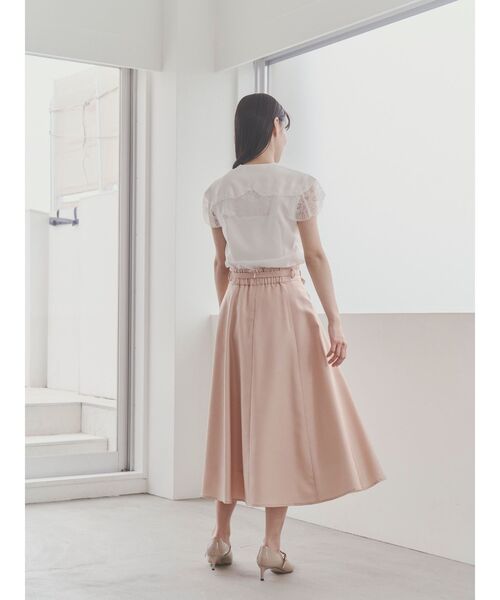 TONAL(トーナル)の「ハイウエスト細リボンフレアスカート(スカート・レディース・ピンク/ベージュ/モカ/ネイビー・MEDIUM/SMALL)」の7枚目の写真