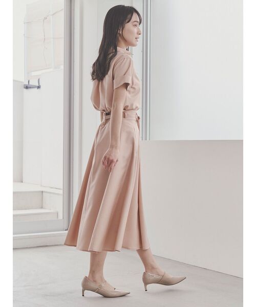 TONAL(トーナル)の「ハイウエスト細リボンフレアスカート(スカート・レディース・ピンク/ベージュ/モカ/ネイビー・MEDIUM/SMALL)」の9枚目の写真
