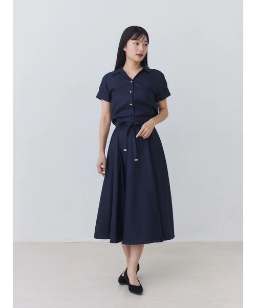 TONAL(トーナル)の「ハイウエスト細リボンフレアスカート(スカート・レディース・ピンク/ベージュ/モカ/ネイビー・MEDIUM/SMALL)」の12枚目の写真