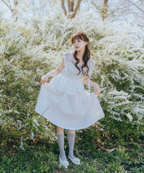 idem(イデム)の「frill fairy onepiece / ふくれジャガードキャミワンピース(ワンピース・レディース・ホワイト/ブルー・FREE)」の17枚目の写真