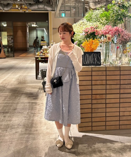 idem(イデム)の「frill fairy onepiece / ふくれジャガードキャミワンピース(ワンピース・レディース・ホワイト/ブルー・FREE)」の3枚目の写真