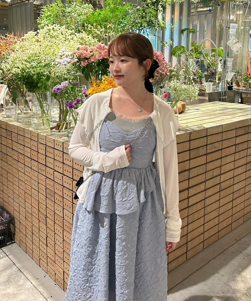 idem(イデム)の「frill fairy onepiece / ふくれジャガードキャミワンピース(ワンピース・レディース・ホワイト/ブルー・FREE)」の12枚目の写真