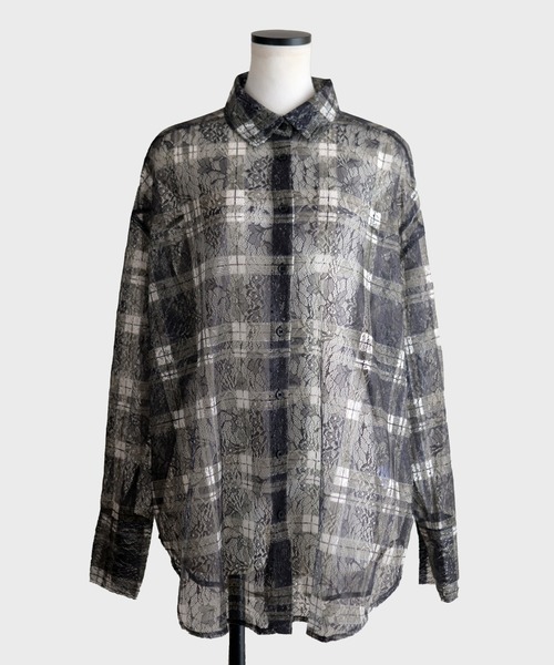 Marient（マリエント）の「レースチェックシアーSH（シャツ/ブラウス・レディース・ブラック/ホワイト・FREE）」の14枚目の写真