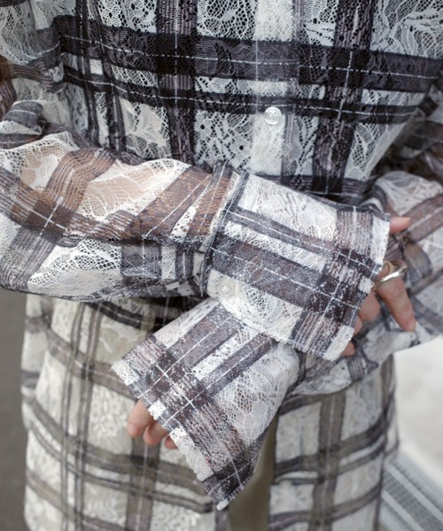 Marient（マリエント）の「レースチェックシアーSH（シャツ/ブラウス・レディース・ブラック/ホワイト・FREE）」の20枚目の写真