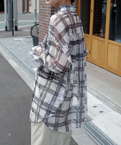 Marient（マリエント）の「レースチェックシアーSH（シャツ/ブラウス・レディース・ブラック/ホワイト・FREE）」の21枚目の写真