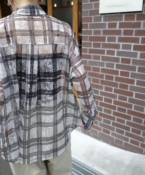 Marient（マリエント）の「レースチェックシアーSH（シャツ/ブラウス・レディース・ブラック/ホワイト・FREE）」の22枚目の写真