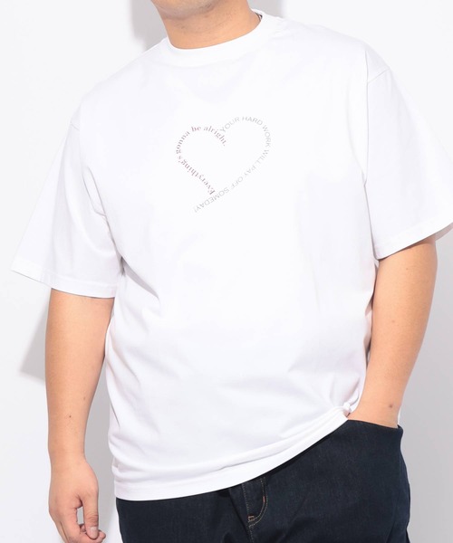 B&T CLUB(ビーティークラブ)の「Tシャツ 半袖 メンズ 大きいサイズ ヒヤテック USAコットン ハートプリント クルーネック B&T CLUB (ビーアンドティークラブ)(Tシャツ/カットソー・メンズ・オレンジ/ネイビー/ブラック/ホワイト・X3(6L~7L)/X2(4L~5L)/X1(3L~4L)/X4(8L~9L))」の21枚目の写真