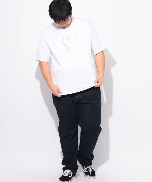B&T CLUB(ビーティークラブ)の「Tシャツ 半袖 メンズ 大きいサイズ ヒヤテック USAコットン ハートプリント クルーネック B&T CLUB (ビーアンドティークラブ)(Tシャツ/カットソー・メンズ・オレンジ/ネイビー/ブラック/ホワイト・X3(6L~7L)/X2(4L~5L)/X1(3L~4L)/X4(8L~9L))」の22枚目の写真