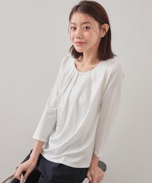 index | タックビジュー7分袖トップス【洗濯機可】(Tシャツ/カットソー)