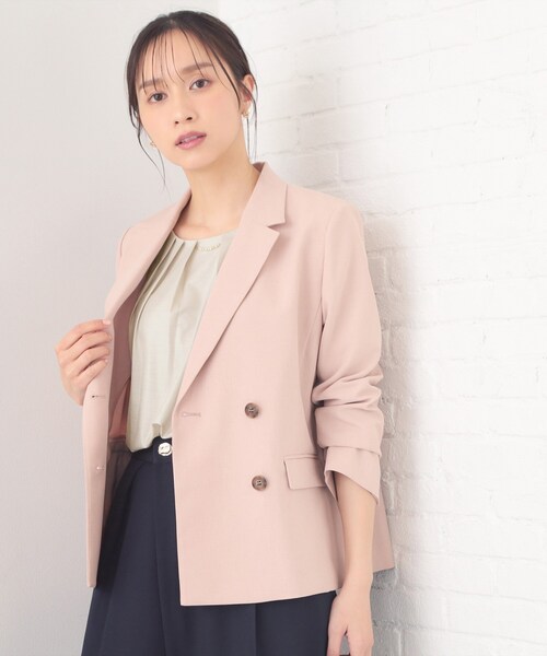 index(インデックス)の「タックビジュー7分袖トップス【洗濯機可】(Tシャツ/カットソー・レディース・ナチュラル/オフホワイト/ピンク・42/40/38/36)」の9枚目の写真