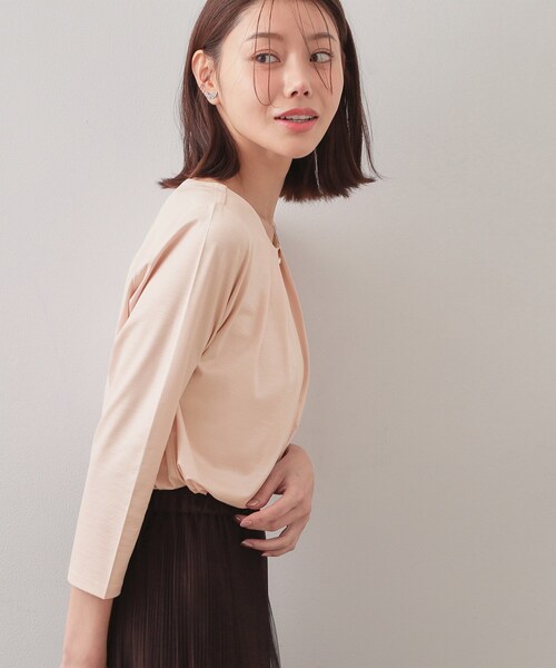 index(インデックス)の「タックビジュー7分袖トップス【洗濯機可】(Tシャツ/カットソー・レディース・ナチュラル/オフホワイト/ピンク・42/40/38/36)」の12枚目の写真